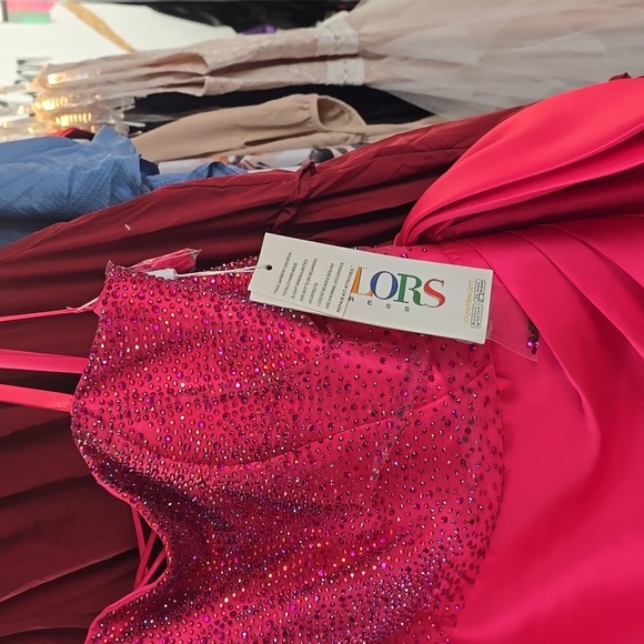 Hot Pink Strapless Prom Dress - Picture 7 of 7